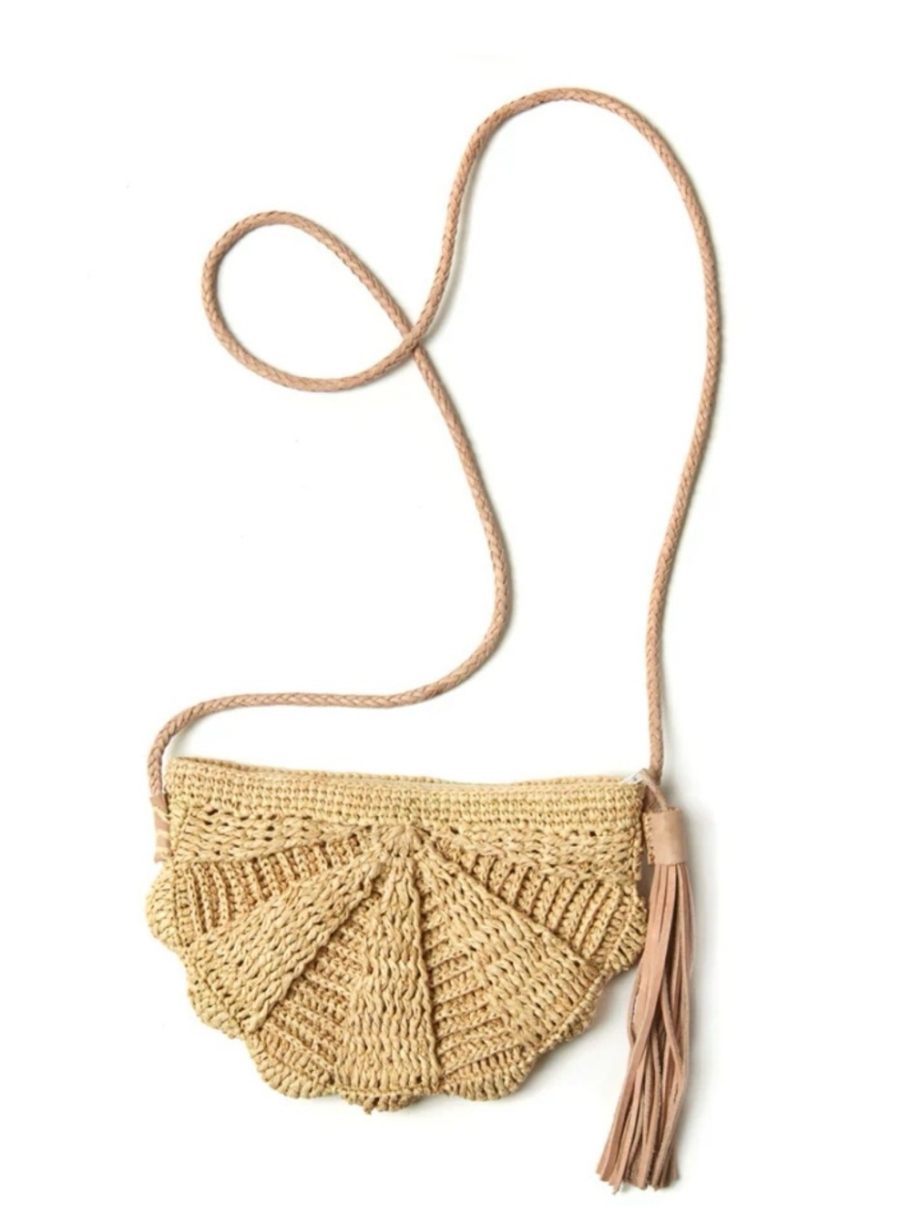 Mar Y Sol Zoe Crocheted Raffia Crossbody Straw Bag Beach Natural